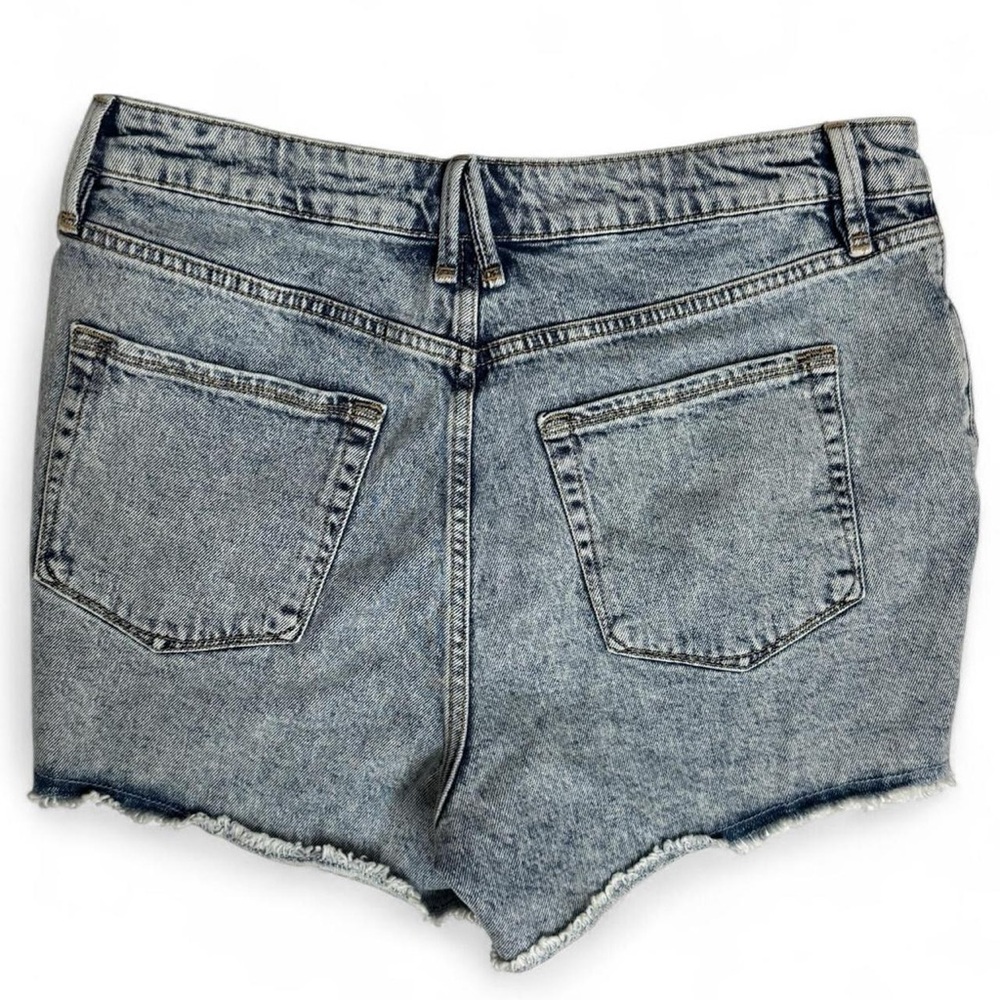 GOOD AMERICAN Bombshell Shorts Frayed Hem Distressed Size 12/31 Blue Light Wash - Picture 3 of 8